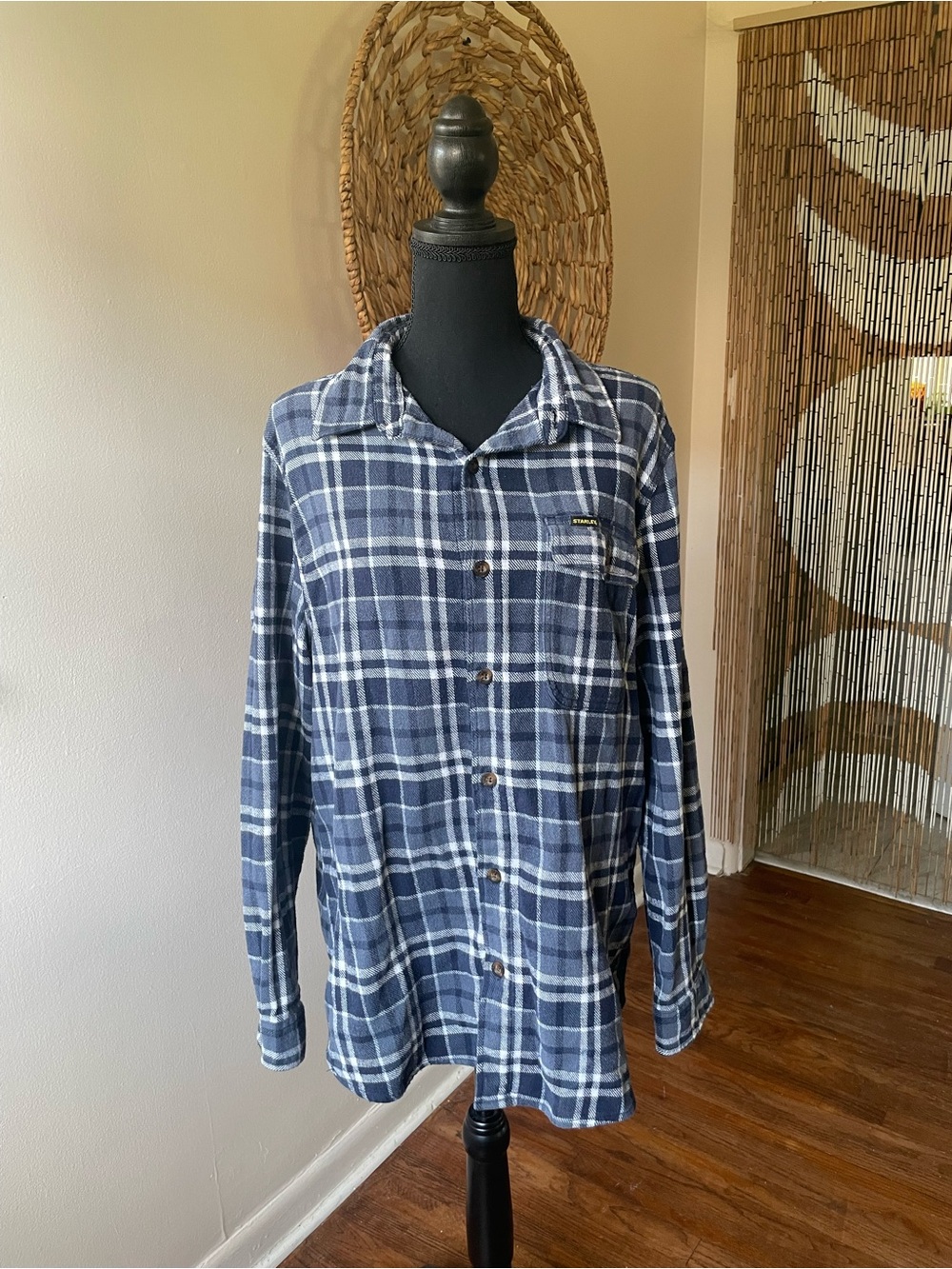 Vintage Stanley Blue Plaid Button-Up Shirt